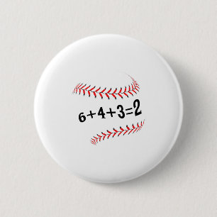 Badge Rond 5 Cm Drôle Dit Baseball 6+4+3=2 Double Play Softball