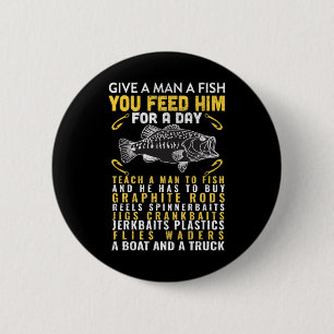 Badge Rond 5 Cm Drôle Donner Un Homme Un Pêcheur De Poisson Citati
