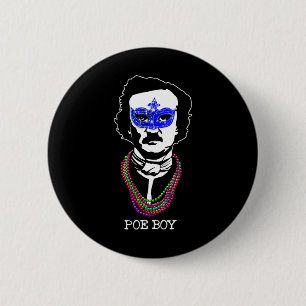 Badge Rond 5 Cm Drôle Edgar Allan Poe Mardi Gras Mashup 1