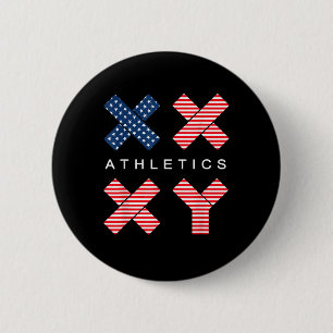 Badge Rond 5 Cm Drôle Genre Génétique Drapeau Américain Xx Xy Athl