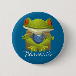 Badge Rond 5 Cm Drôle Grenouille méditant dessin