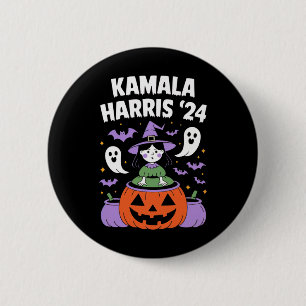Badge Rond 5 Cm Drôle Halloween Kamala Harris Citrouille 2024