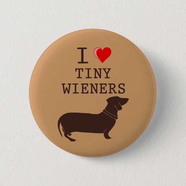 Badge Rond 5 Cm Drôle J'Aime Mince Wiener Dachshund (Devant)