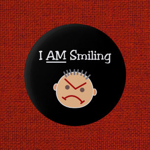 Badge Rond 5 Cm Drôle je suis souriant Grouchy Angry Crabby Guy Da
