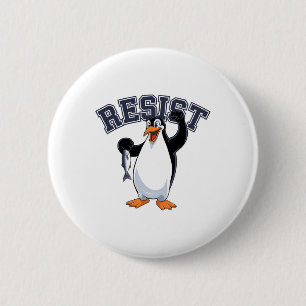 Badge Rond 5 Cm Drôle Manifestation Pingouin Tee Résiste Pingouin 