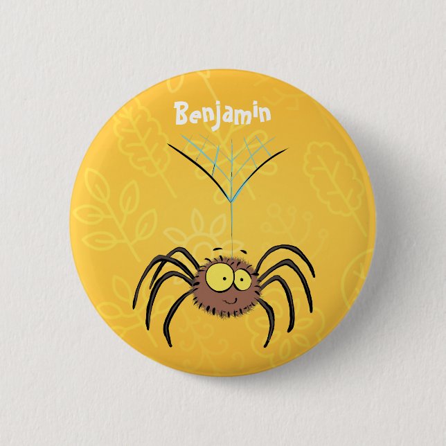 Badge Rond 5 Cm Drôle mignon dessin animé d'araignée moelleuse (Devant)