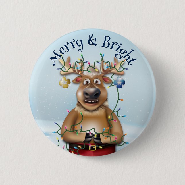 Badge Rond 5 Cm Drôle Noël Reindeer Holiday Cheval (Devant)