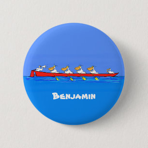 Badge Rond 5 Cm Drôle pélicans rameurs dessin animé