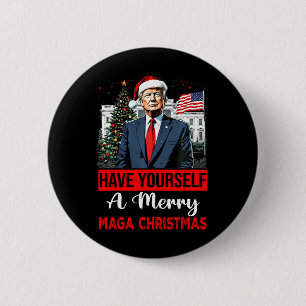 Badge Rond 5 Cm Drôle Père Noël Trump S'Est Joyeux Noël