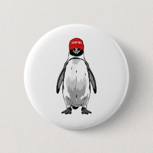 Badge Rond 5 Cm Drôle Pingouin Tarriéré Anti Trump Tarrif