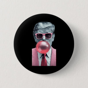 Badge Rond 5 Cm Drôle Pink Trump bulle Gum Yum Tee