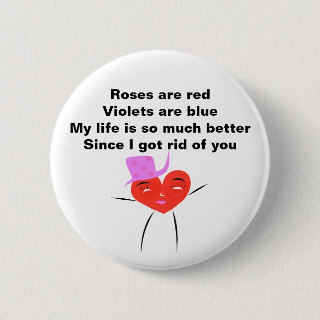 Badge Rond 5 Cm Drôle Poème Valentine Pour Ex (Devant)