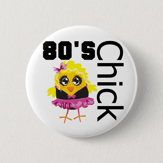 Badge Rond 5 Cm Drôle poussin des années 80 (Devant)