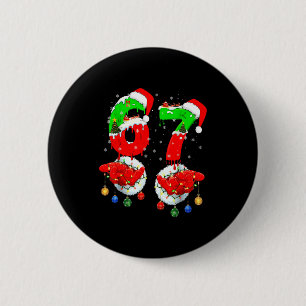 Badge Rond 5 Cm Drôle Six Sept 67 Mème 6 7 Noël Santa Main B