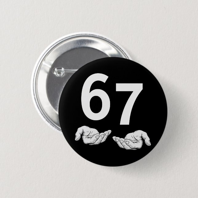 Badge Rond 5 Cm Drôle Six Sept 6 7 Mème Gén Alpha Argot 6 7 Mains (Devant & derrière)