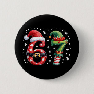 Badge Rond 5 Cm Drôle Six Sept 6 7 Mème Noël Humour Père Noël Elfe