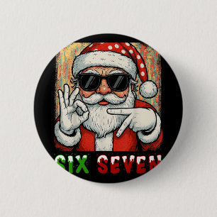 Badge Rond 5 Cm Drôle Six Sept Mème Noël Cool Santa Citation 6