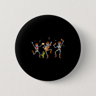 Badge Rond 5 Cm Drôle Skeleton Danser Cowboy Cowgirl Halloween