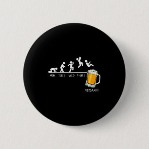 Badge Rond 5 Cm Drôle Stickman Sautant Bière Jours De La Semaine V