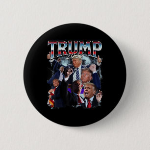 Badge Rond 5 Cm Drôle Trump 2024 Campagne 90s Rap Trendy Bootleg