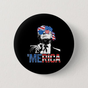 Badge Rond 5 Cm Drôle Trump 4 juillet Merica Drapeau américain Sun