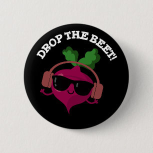 Badge Rond 5 Cm Drop The Beet Funny Music Veggie Pun Dark BG