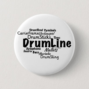 Badge Rond 5 Cm Drumline Word Cloud Texte noir