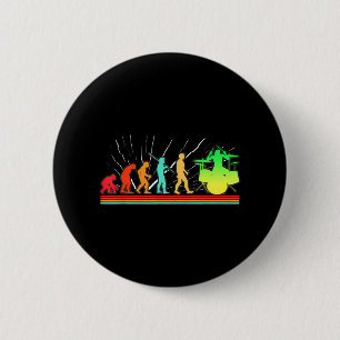 Badge Rond 5 Cm Drummer Evolution Drummer Drumstick Groove Music