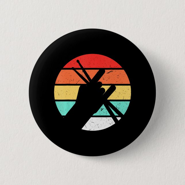 Badge Rond 5 Cm Drummer Homme Percussion Lover Kit tambour (Devant)