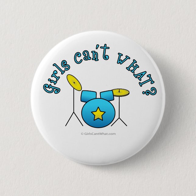 Badge Rond 5 Cm Drumset - Bleu (Devant)