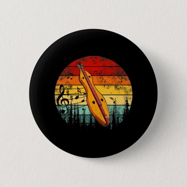 Badge Rond 5 Cm Dulcimer Amateurs Guitare Rétro Dulcimer Funny (Devant)
