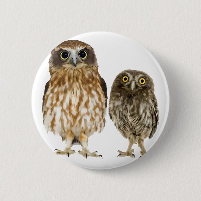 Badge Rond 5 Cm Duo de hibou (Devant)