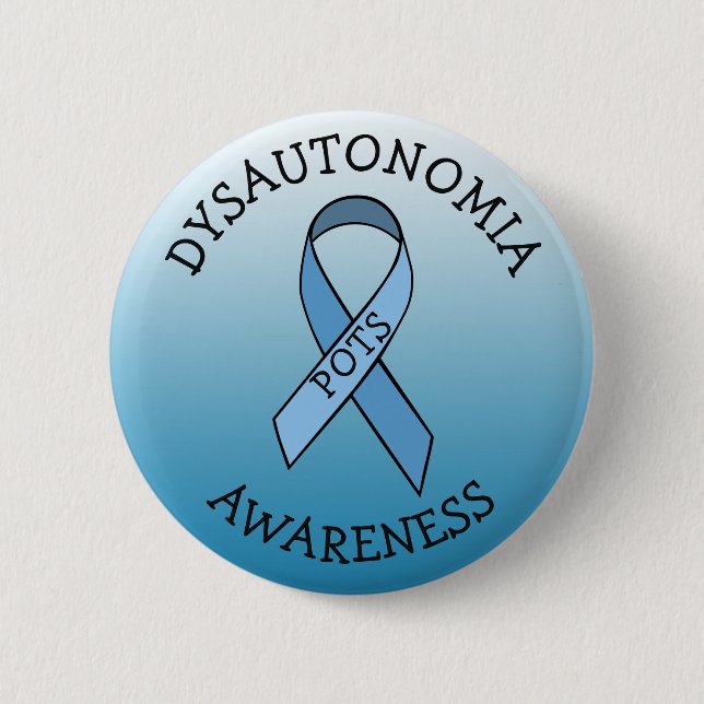 Badge Rond 5 Cm Dysautonomia Bleu Sensibilisation Ruban Pin (Devant)