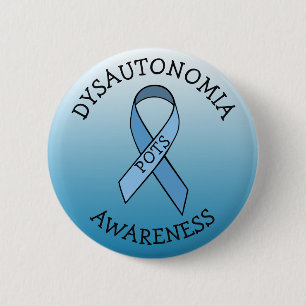 Badge Rond 5 Cm Dysautonomia Bleu Sensibilisation Ruban Pin