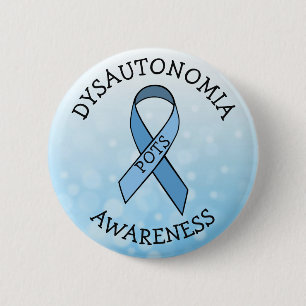 Badge Rond 5 Cm Dysautonomia Bleu Sensibilisation Ruban Pin