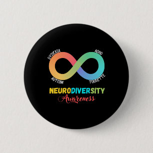 Badge Rond 5 Cm Dyslexie autiste Tourette Neurodiversité Sensibili