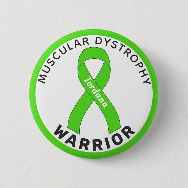 Badge Rond 5 Cm Dystrophie musculaire Ruban blanc du guerrier (Devant)