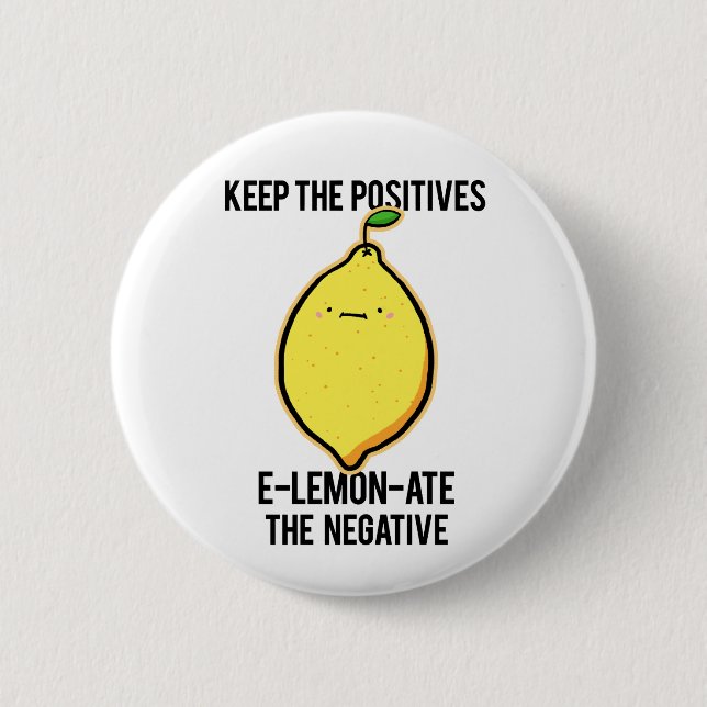 Badge Rond 5 Cm E-lemon-ate Le Lin De Pun De Citron Négatifs (Devant)