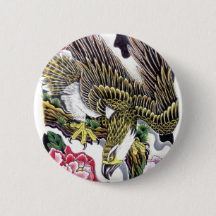 Badge Rond 5 Cm Eagle & Chrysanthemum tatouage design
