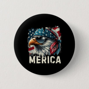 Badge Rond 5 Cm Eagle Mullet Sungles Merica 4 Juillet États-Unis A