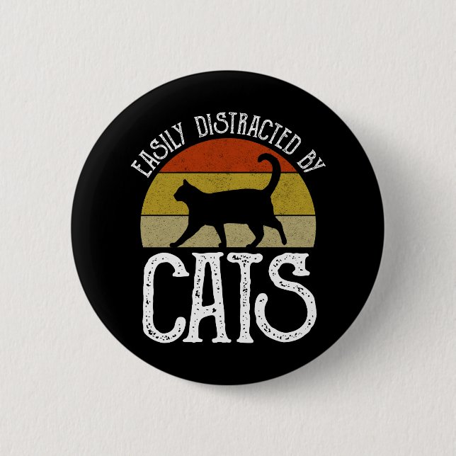 Badge Rond 5 Cm Easily Distracted By Cats (Devant)