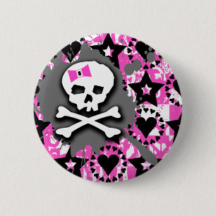 Badge Rond 5 Cm Éclaboussure de peinture de crâne