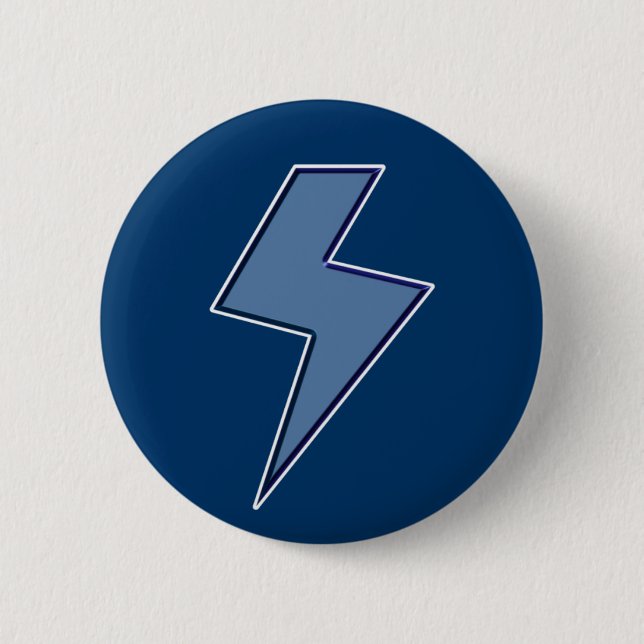 Badge Rond 5 Cm Éclair Bleu (Devant)
