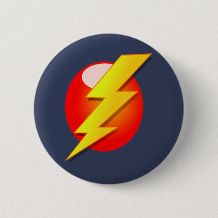 Badge Rond 5 Cm éclair jaune