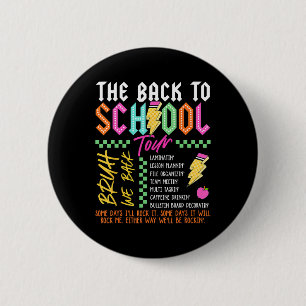 Badge Rond 5 Cm Éclair Rétro Abcd Retour à l'école Tournée Tasse