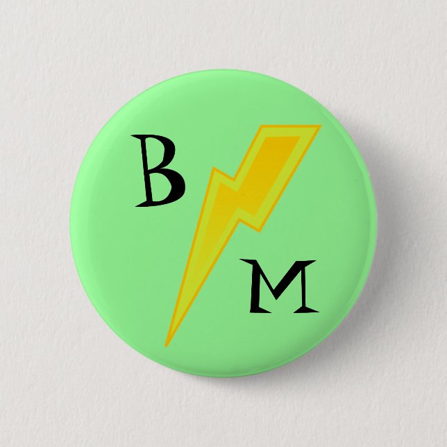 Badge Rond 5 Cm Éclair Vert Meilleur Homme Éclair Éclat (Devant)