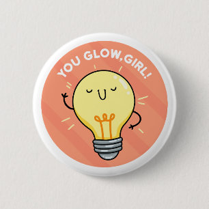 Badge Rond 5 Cm Éclairage Fille Électricité Pun Bouton Pin