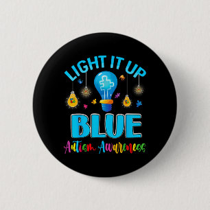 Badge Rond 5 Cm Éclairer en bleu autistique Sensibilisation à l'au
