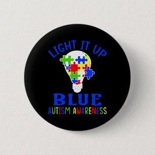 Badge Rond 5 Cm Éclairer en bleu pour la sensibilisation à l'autis