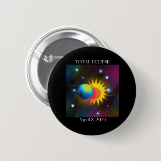 Badge Rond 5 Cm Eclipse Flare 04.08.24 Total Solaire Eclipse USA